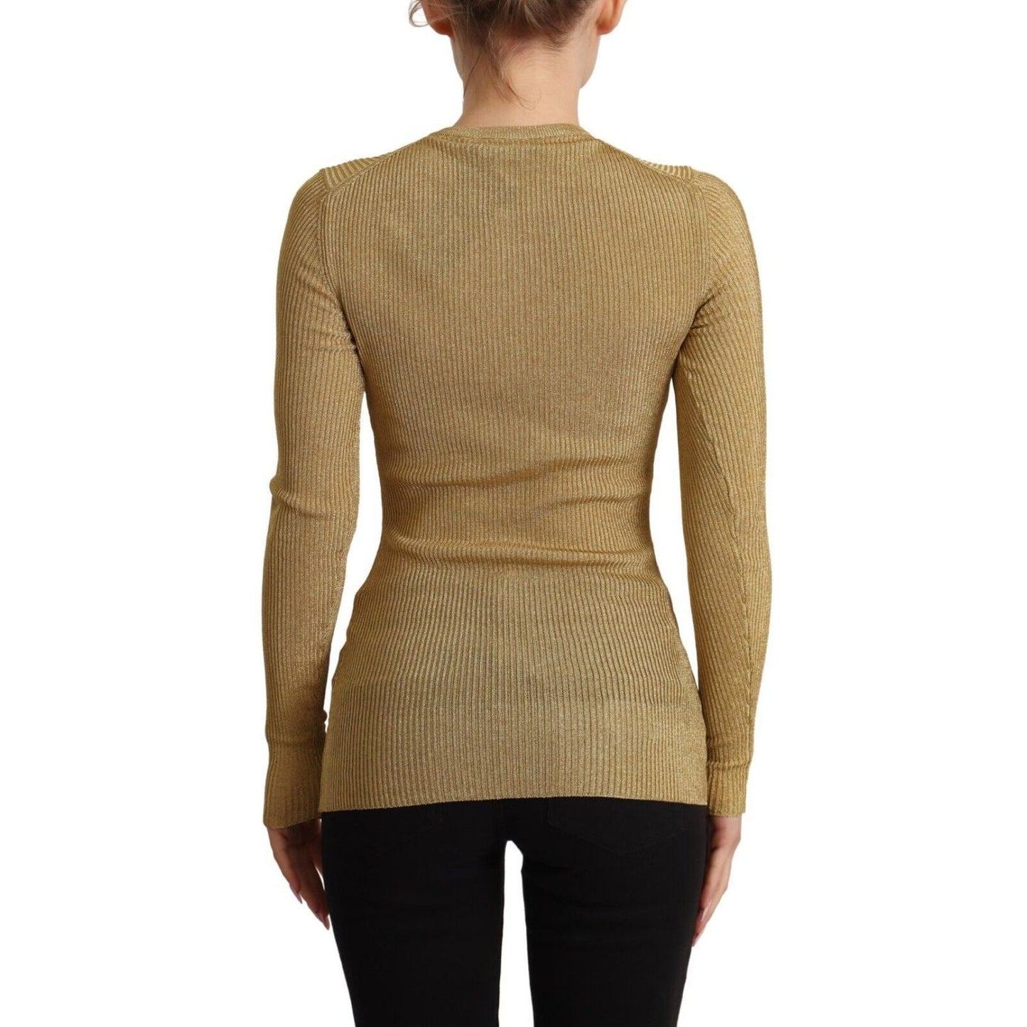 Dolce & Gabbana Gold Viscose Blend Buttons Cardigan Sweater