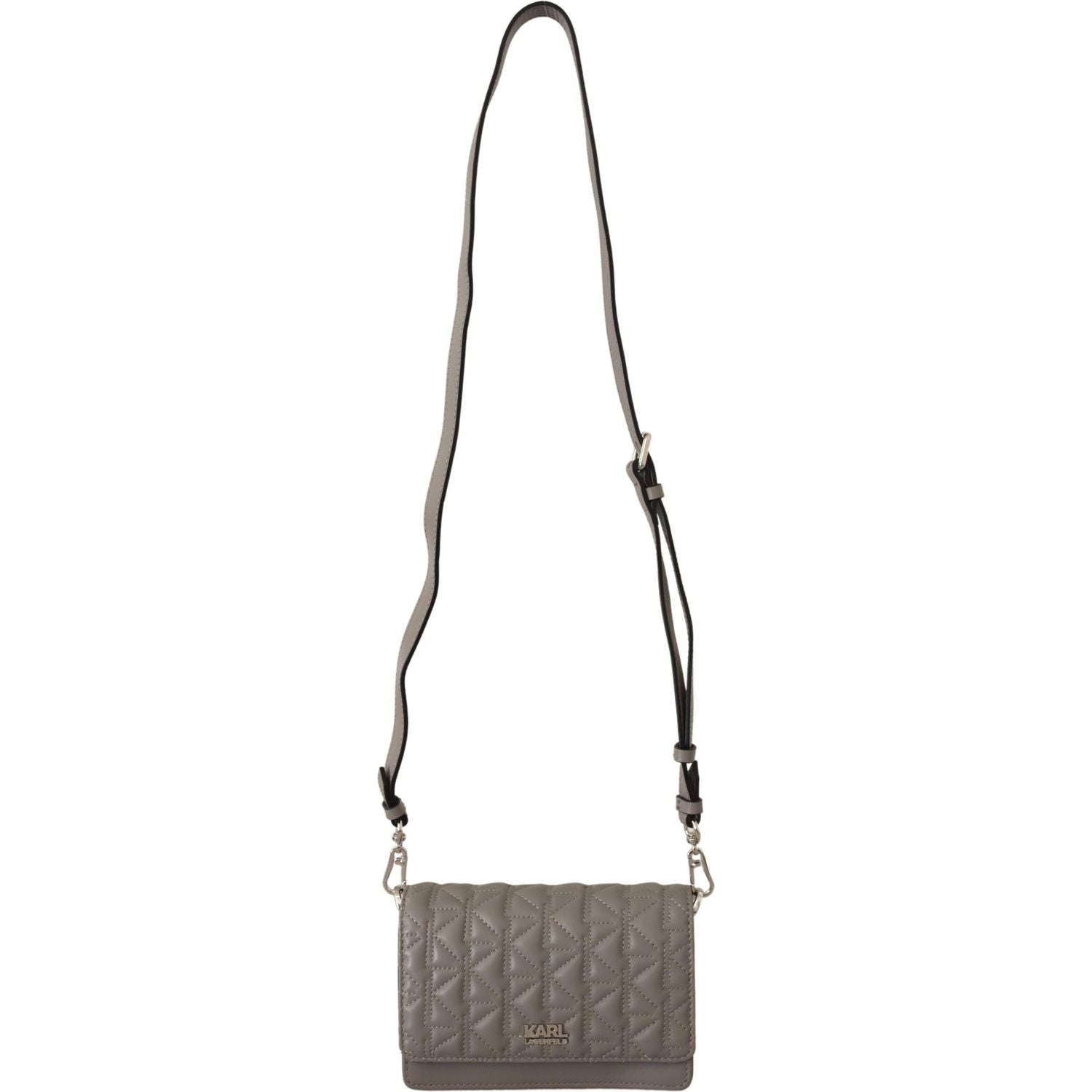 Karl Lagerfeld Elegant Grey Leather Crossbody Bag