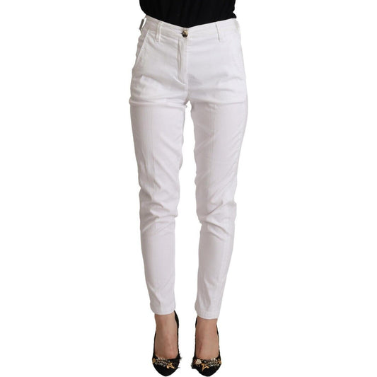 Jacob Cohen Chic White Mid Waist Skinny Cropped Pants Jacob Cohen