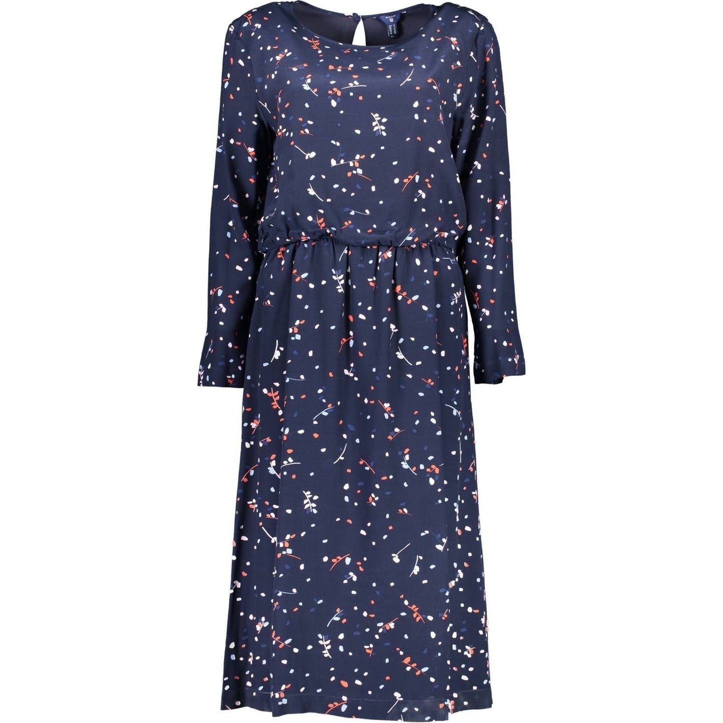 Gant Elegant Blue Viscose Long Sleeve Dress Gant