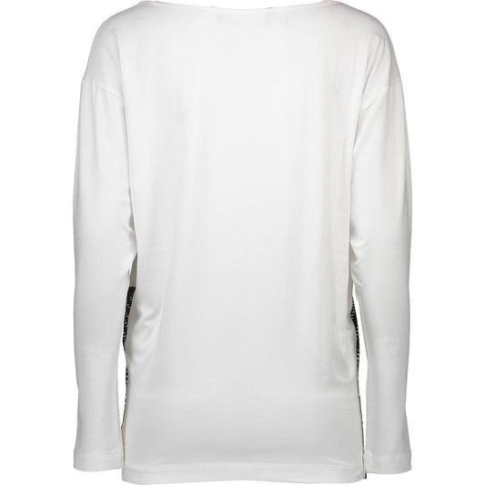 Love Moschino Elegant White Boat Neck Logo Tee Love Moschino