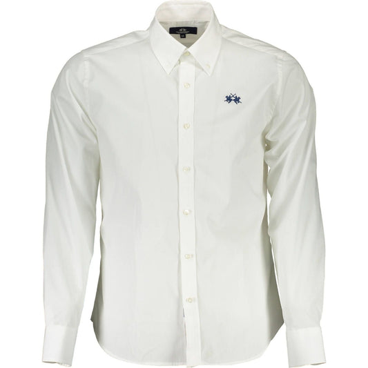 La Martina White Cotton Men Shirt La Martina