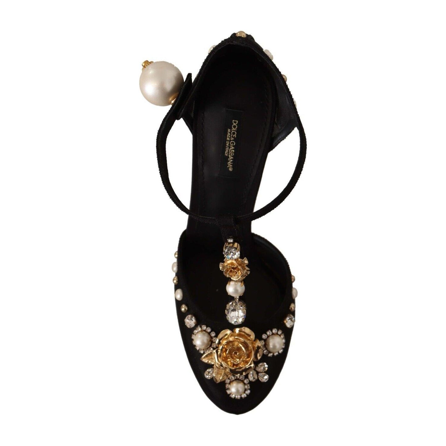 Dolce & Gabbana Elegant Embellished T-Strap Heels Sandals Dolce & Gabbana