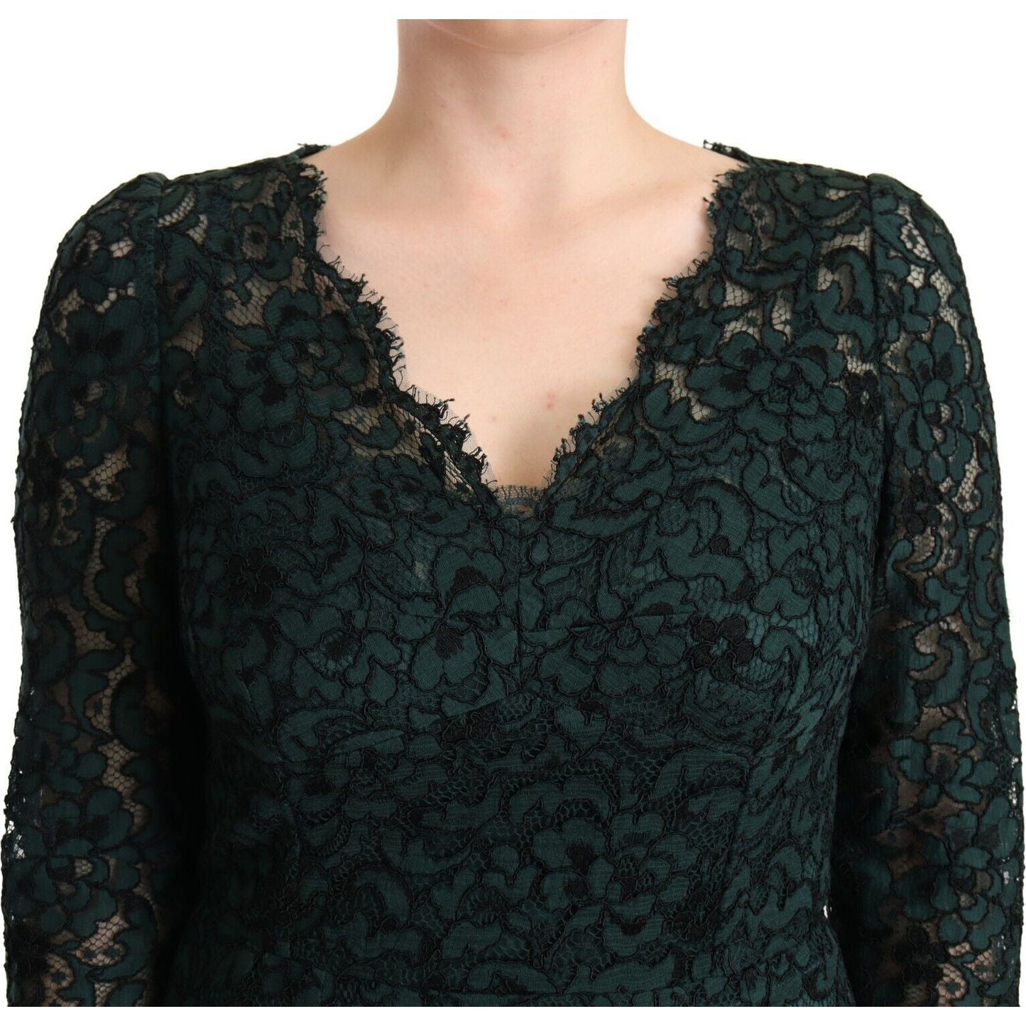 Dolce & Gabbana Elegant Lace Floor-Length V-Neck Dress Dolce & Gabbana