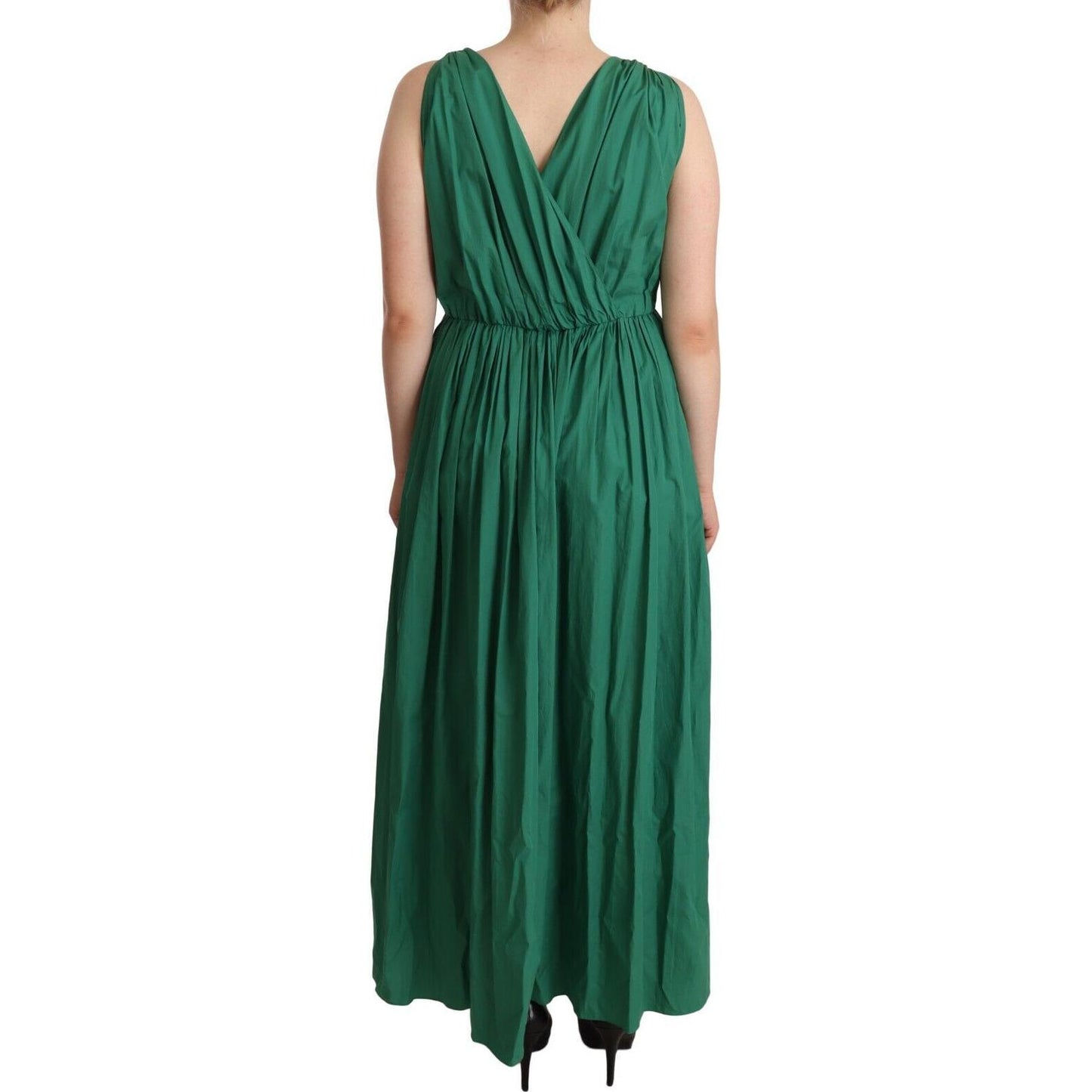 Dolce & Gabbana Elegant Deep Green Sleeveless A-Line Dress Dolce & Gabbana