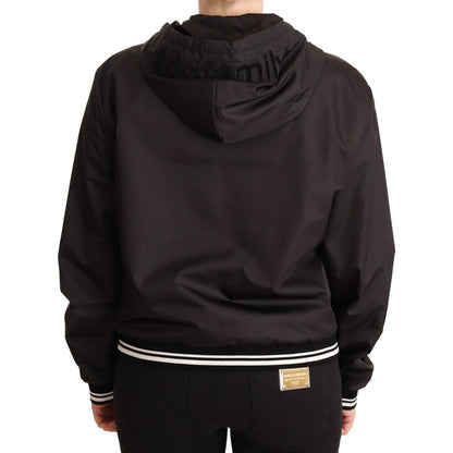 Dolce & Gabbana Black Polyester Hooded Bomber Full Zip Jacket