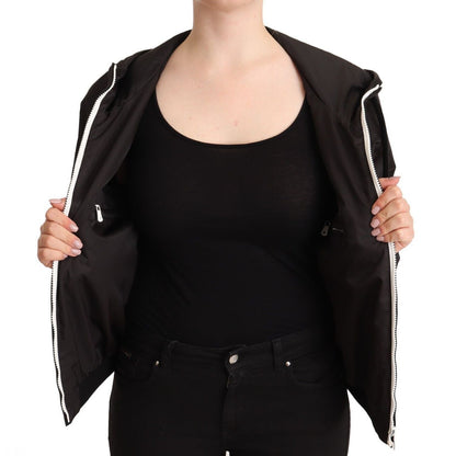 Dolce & Gabbana Black Polyester Hooded Bomber Full Zip Jacket