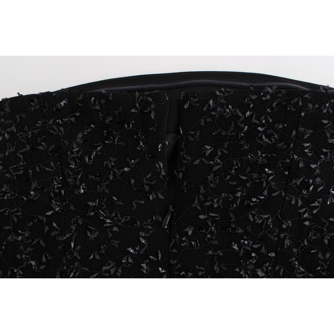 Masha Ma Black Strapless Embellished Pencil Dress