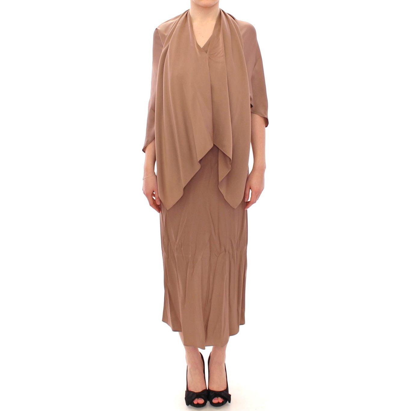 Lamberto Petri Elegant Brown Silk Shift Dress Lamberto Petri