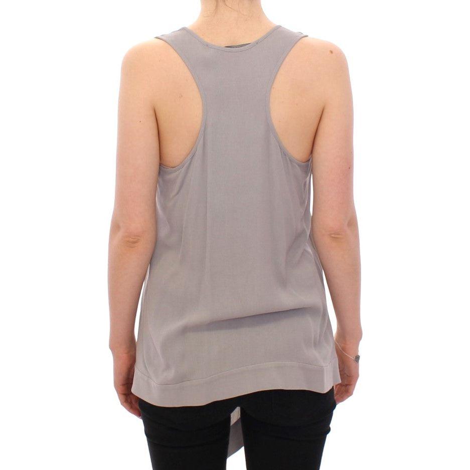 Comeforbreakfast Gray Viscose Tank Top Shirt Blouse