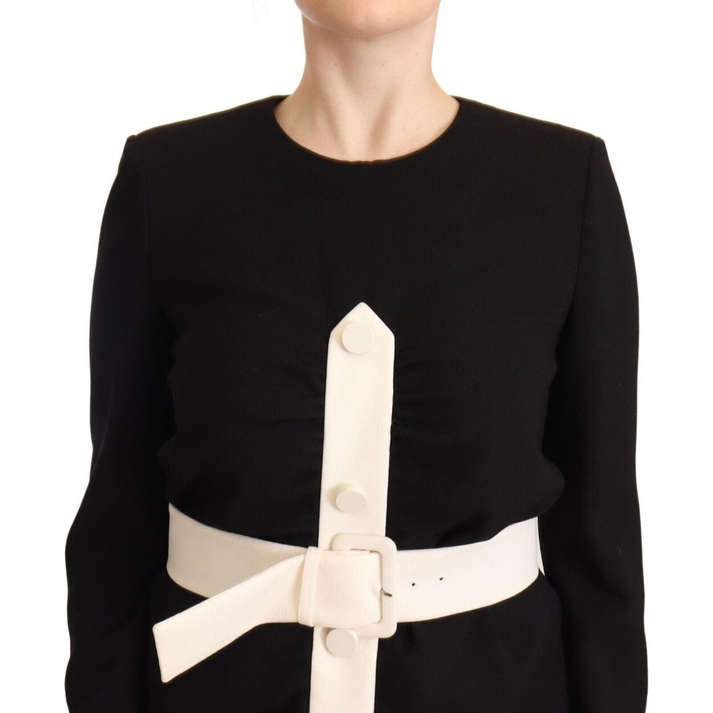 Givenchy Elegant Black Wool Mini Dress with Belt Givenchy