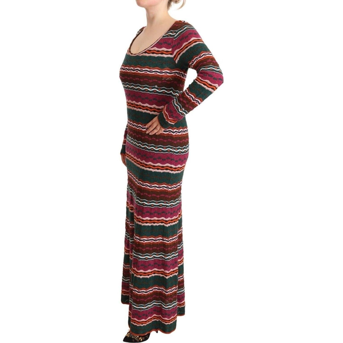 Missoni Multicolor Striped Long Sleeve Sheath Dress Missoni