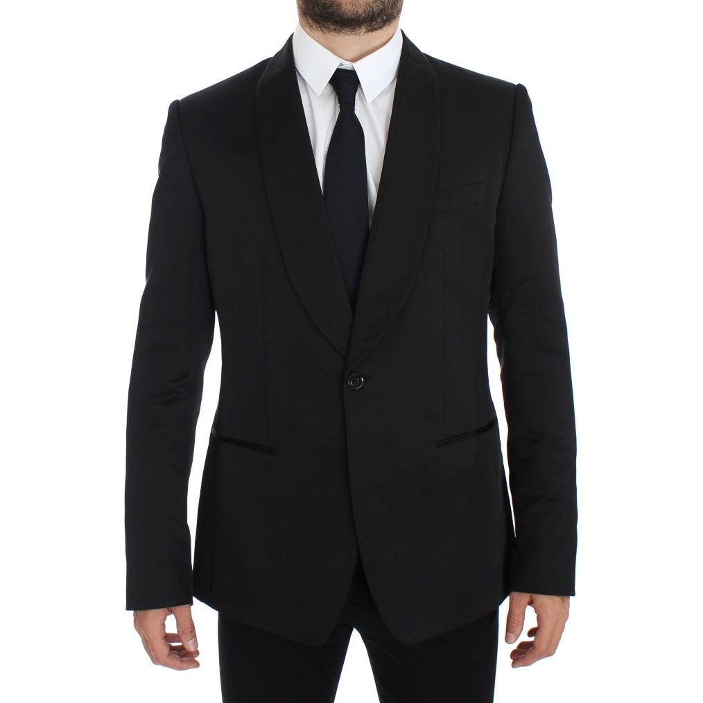 Dolce & Gabbana Exclusive Black Silk One Button Blazer Dolce & Gabbana