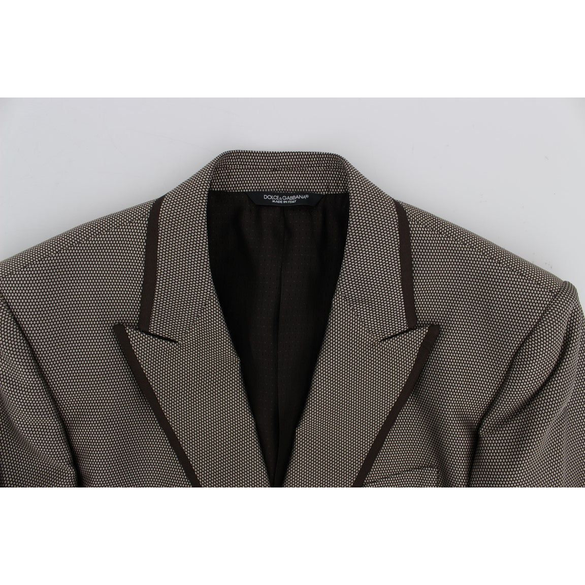 Dolce & Gabbana Brown Slim Fit Silk Two Button Blazer