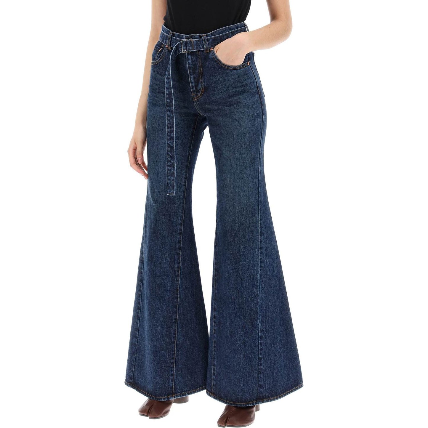 Sacai boot cut jeans with matching belt Jeans Sacai