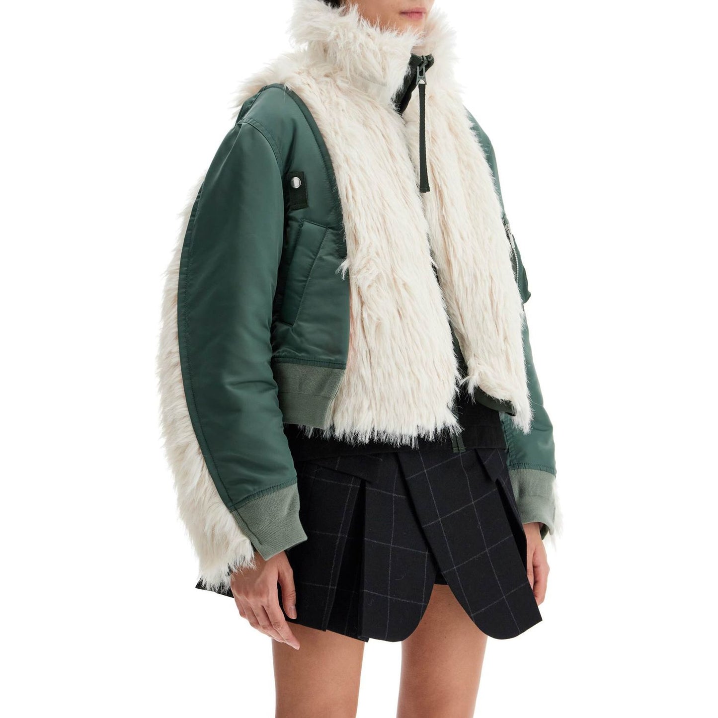 Sacai jacket with faux fur inserts