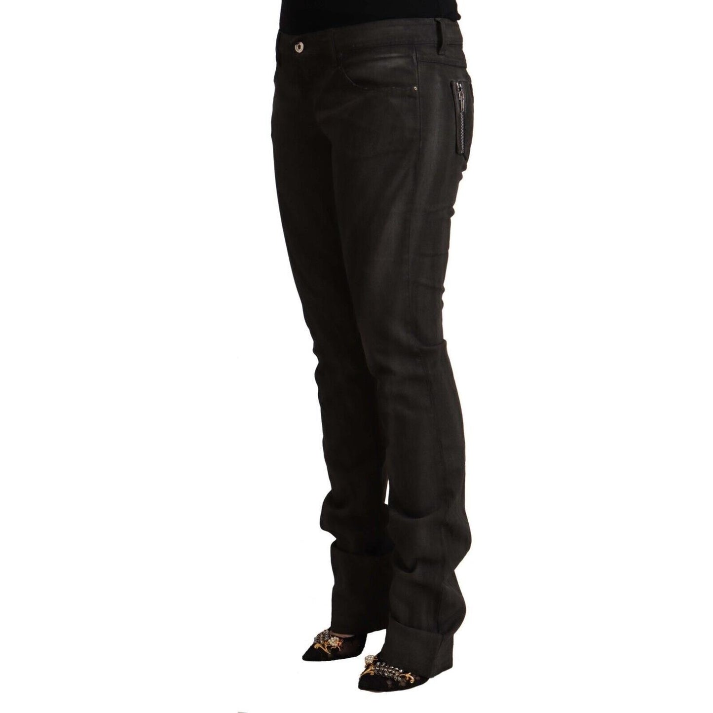 Costume National Elegant Mid Waist Skinny Black Trousers Costume National