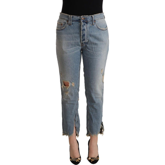 CYCLE Chic Distressed Mid Waist Cropped Denim CYCLE