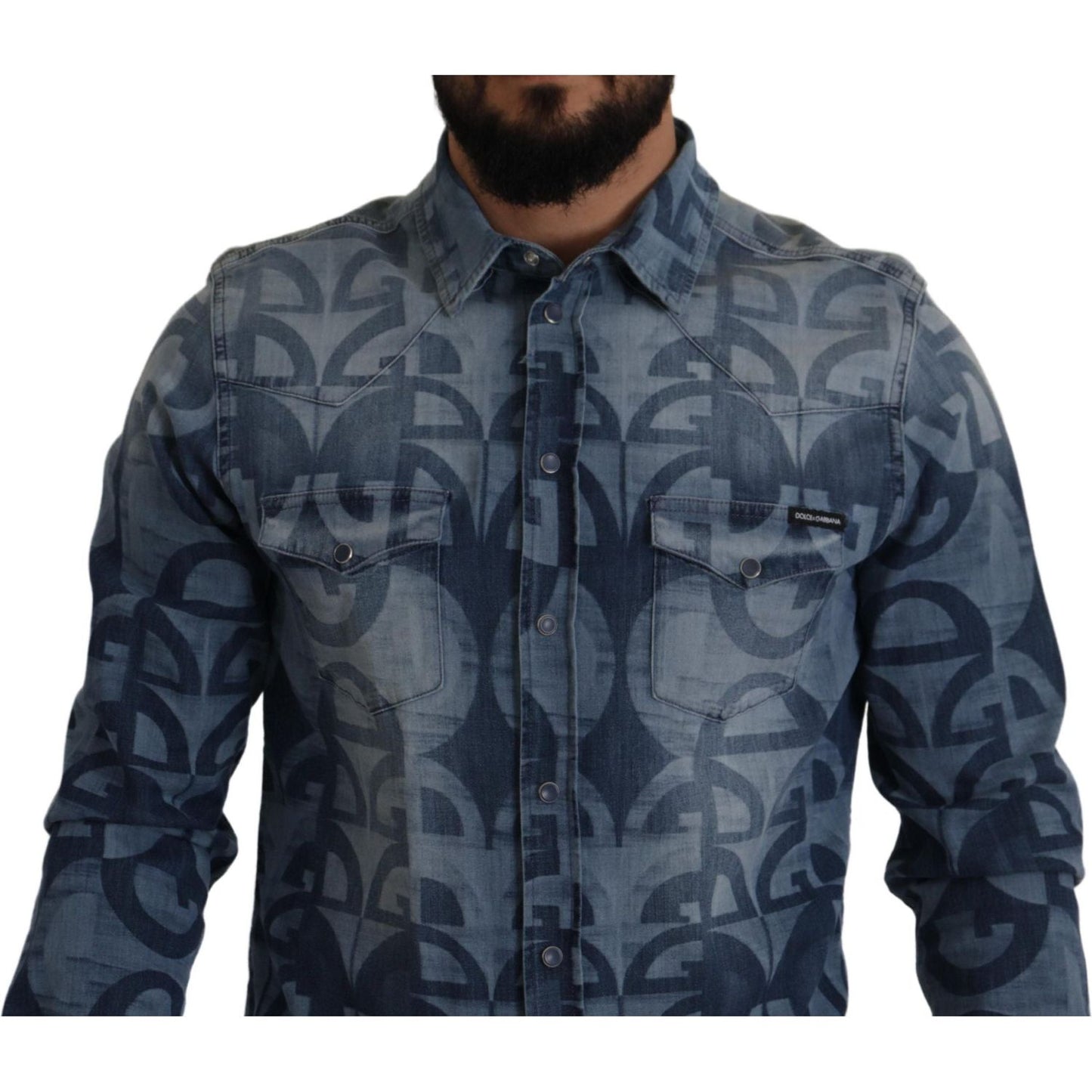 Dolce & Gabbana Elegant Slim Fit Casual Blue Men's Shirt Dolce & Gabbana