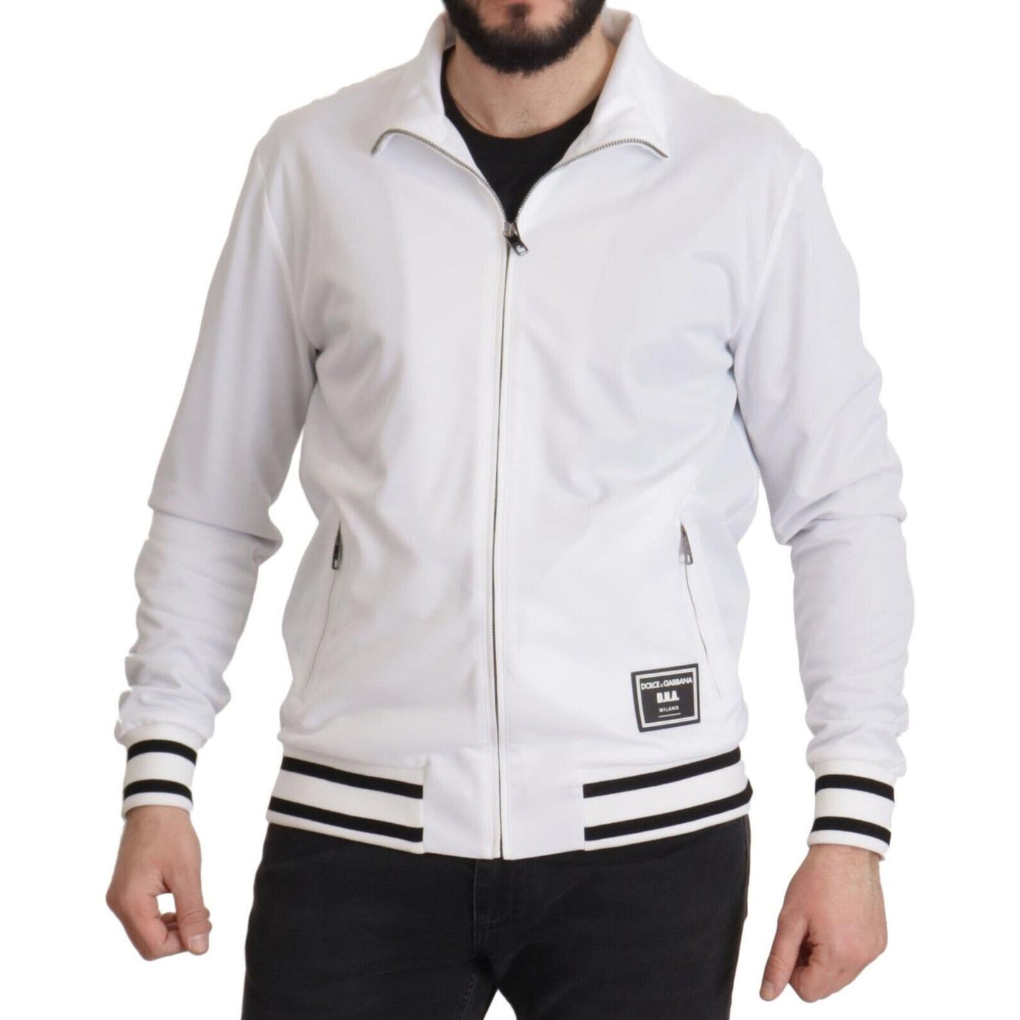 Dolce & Gabbana Sleek White Zip Sweater for Men Dolce & Gabbana