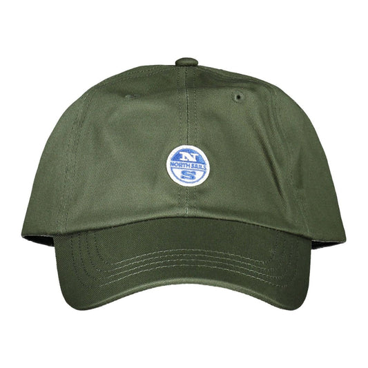 Green Cotton Cap with Visor and Logo Accent