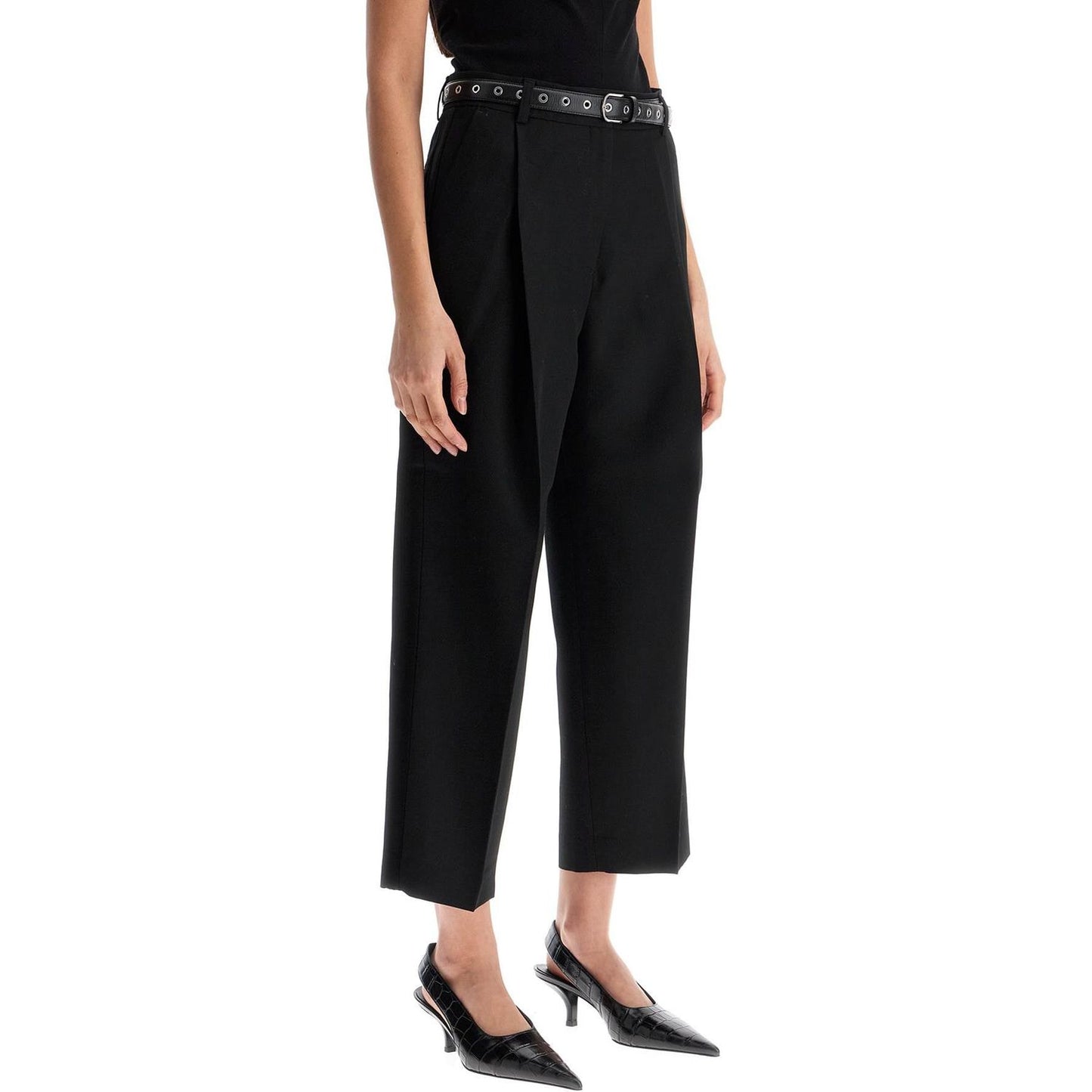 Toteme black recycled wool wide leg trousers Trousers Toteme