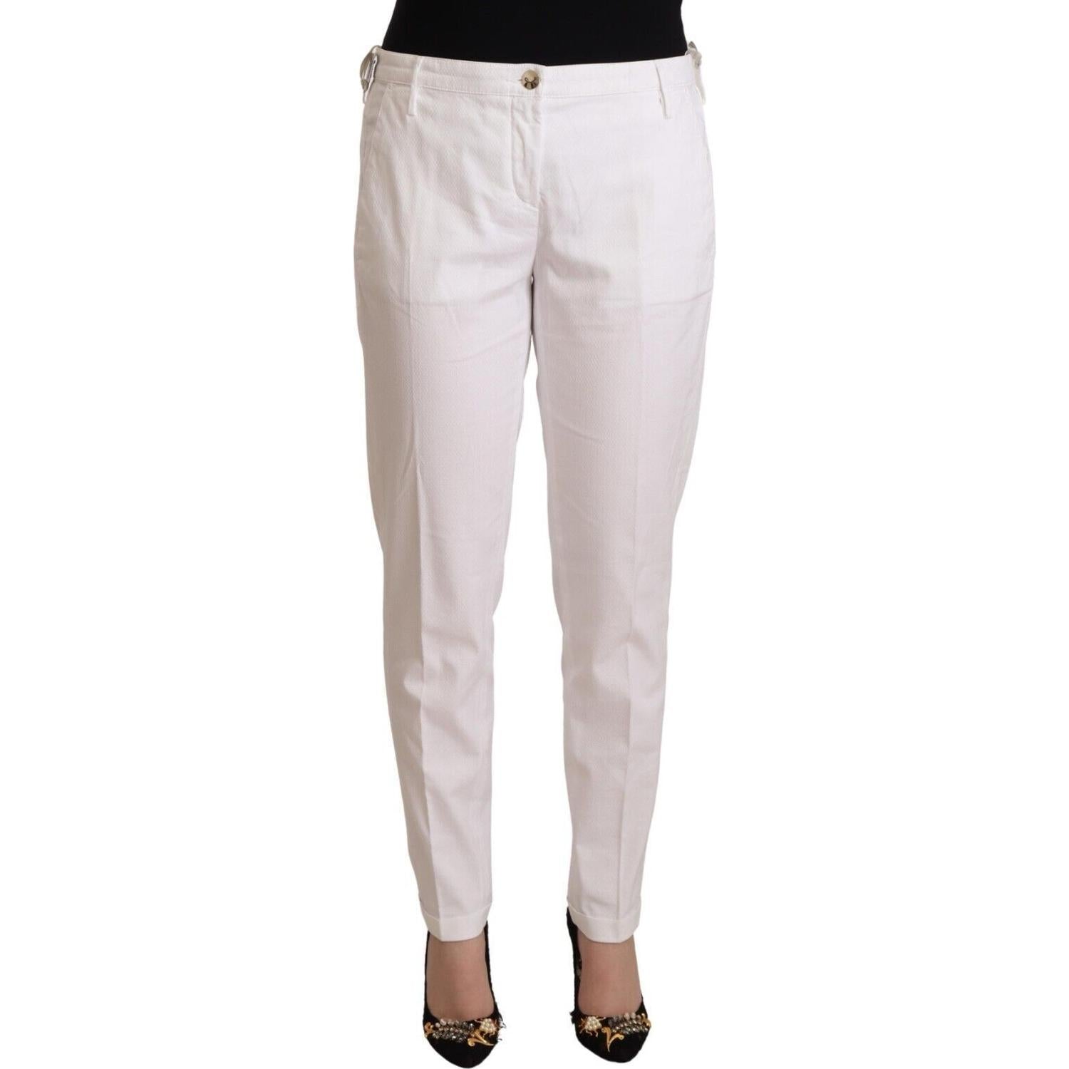 Jacob Cohen White Mid Waist Tapered Birgitte Pants