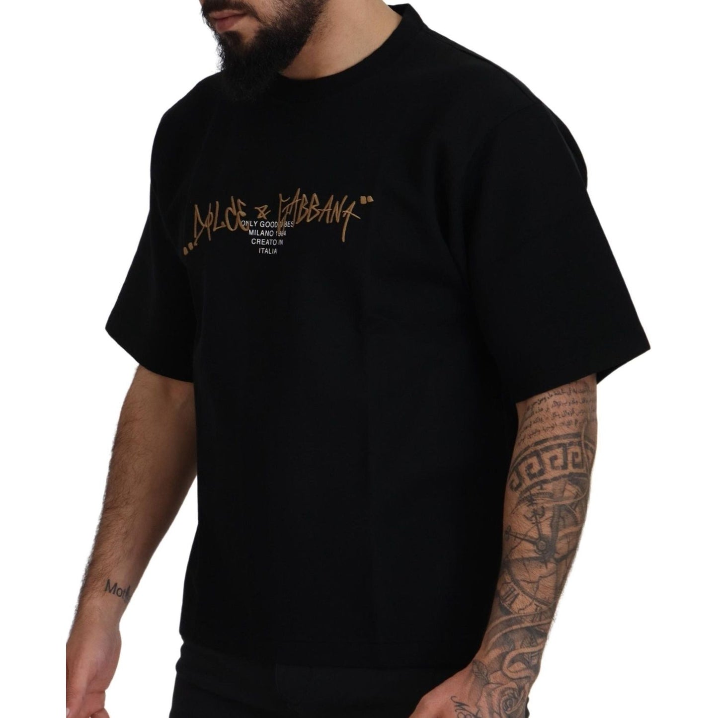 Dolce & Gabbana Elegant Black Cotton Blend Crewneck T-Shirt Dolce & Gabbana