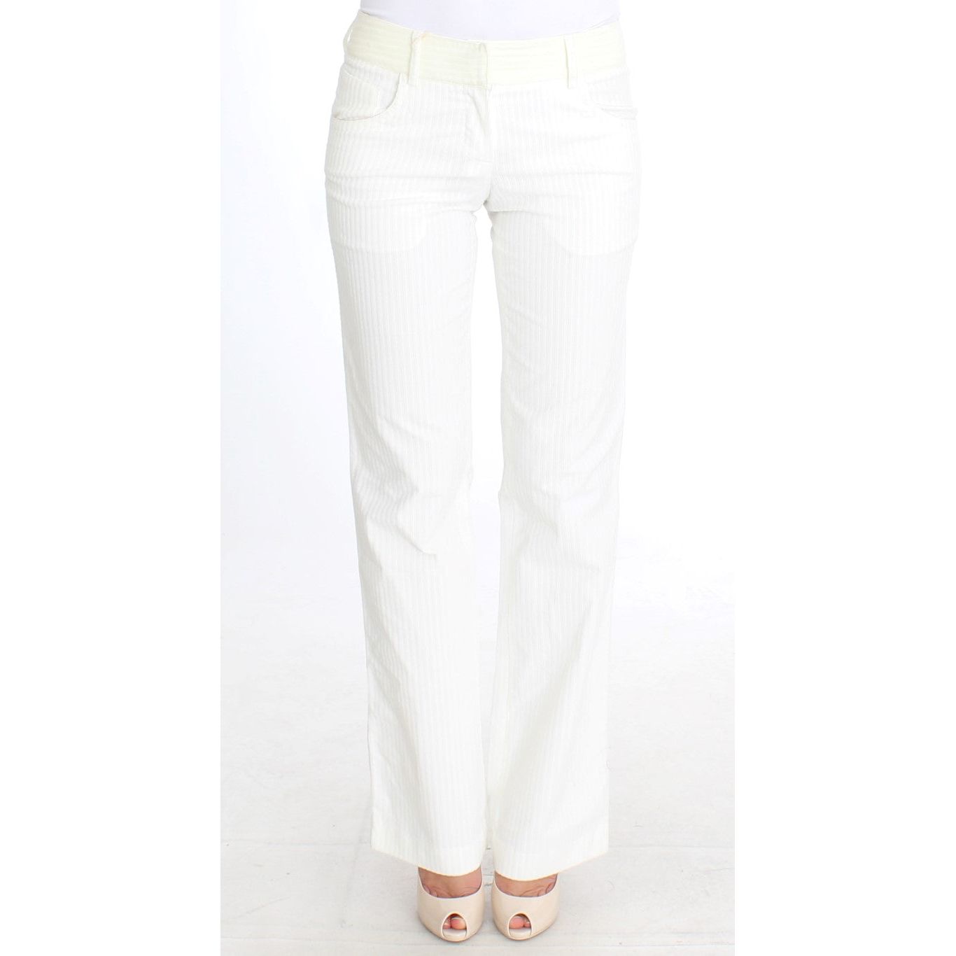 Ermanno Scervino Chic White Striped Straight Fit Pants Ermanno Scervino