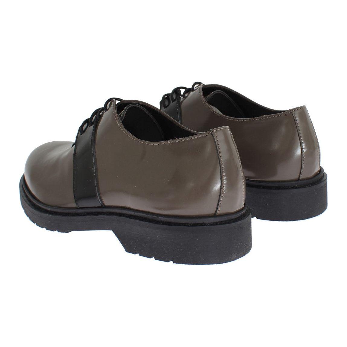 AI_ Elegant Gray Brown Leather Lace-up Shoes AI_