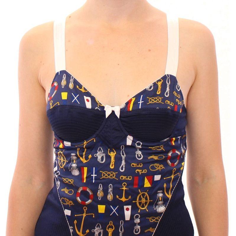 Dolce & Gabbana Blue Sailor Motif Stretch Tank Top Dolce & Gabbana