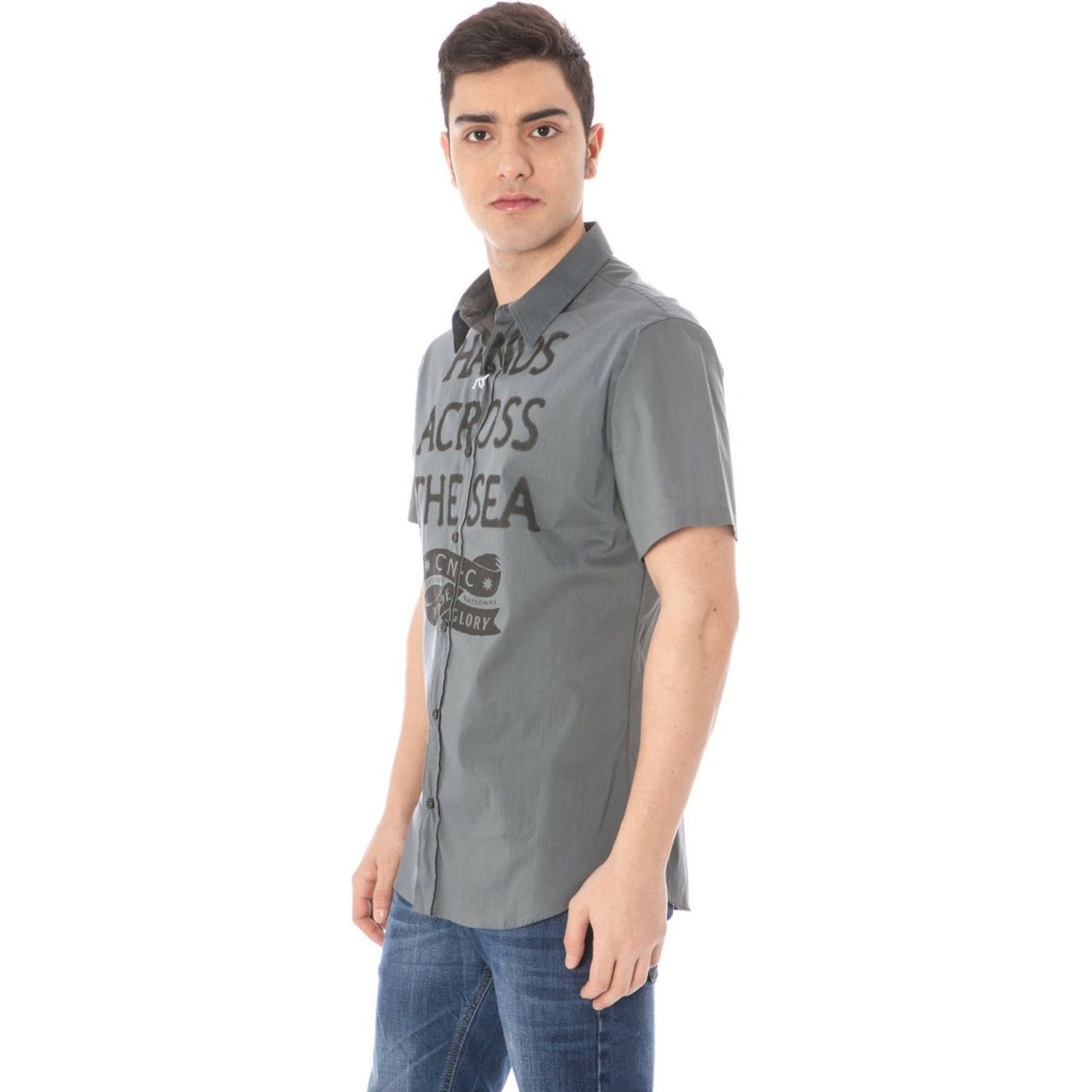 Costume National Gray Cotton Men Shirt Costume National