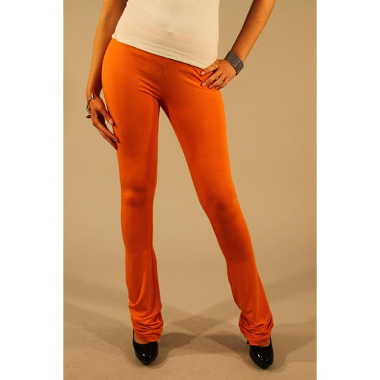 Chic Orange Elastic Waist Leggings