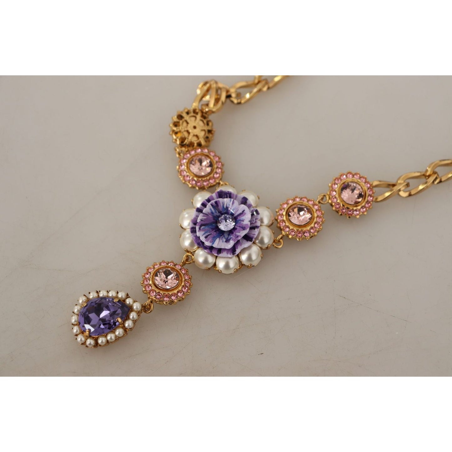 Dolce & Gabbana Elegant Floral Crystal Statement Necklace WOMAN NECKLACE Dolce & Gabbana