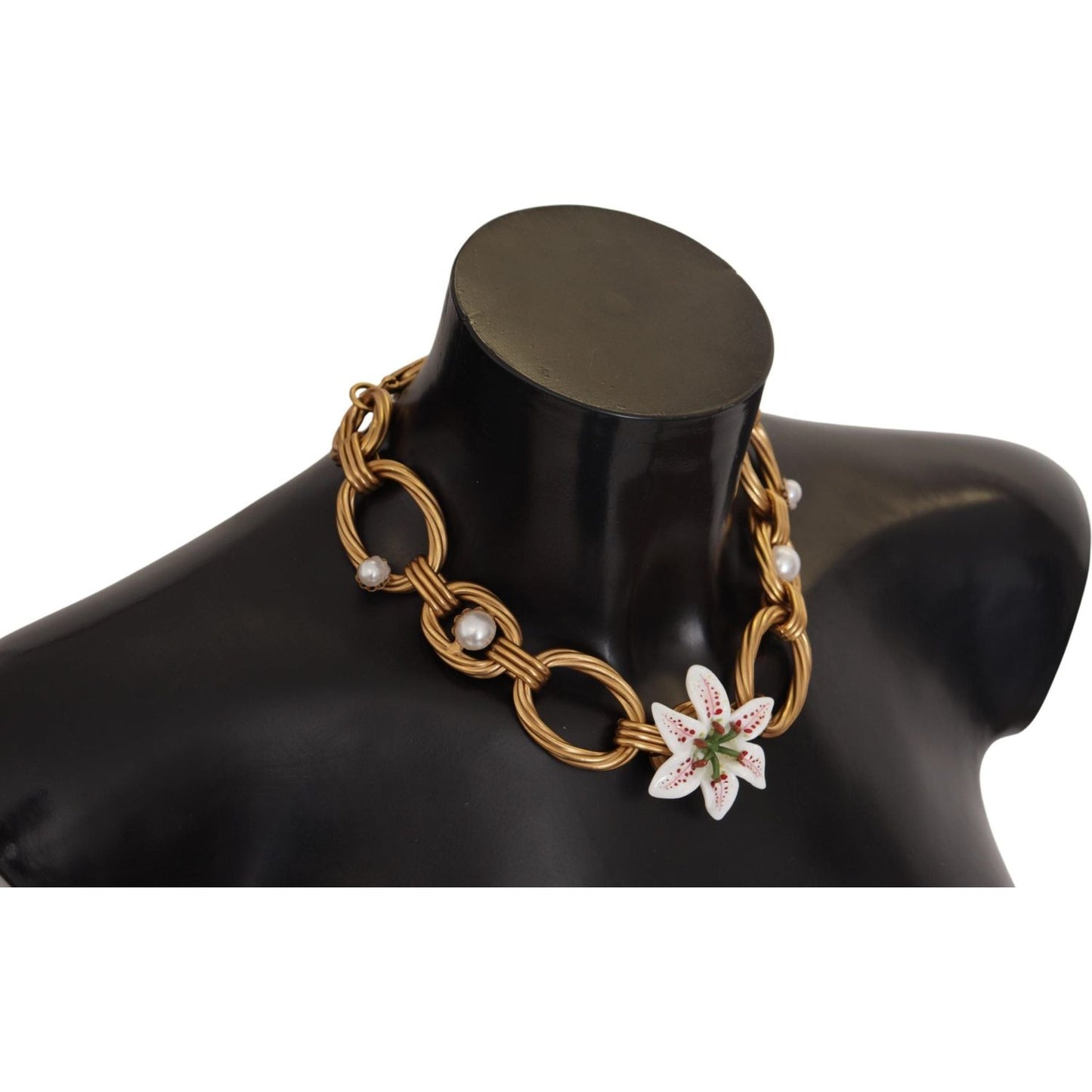 Dolce & Gabbana Elegant Gold Lilly Flower Pendant Necklace WOMAN NECKLACE Dolce & Gabbana