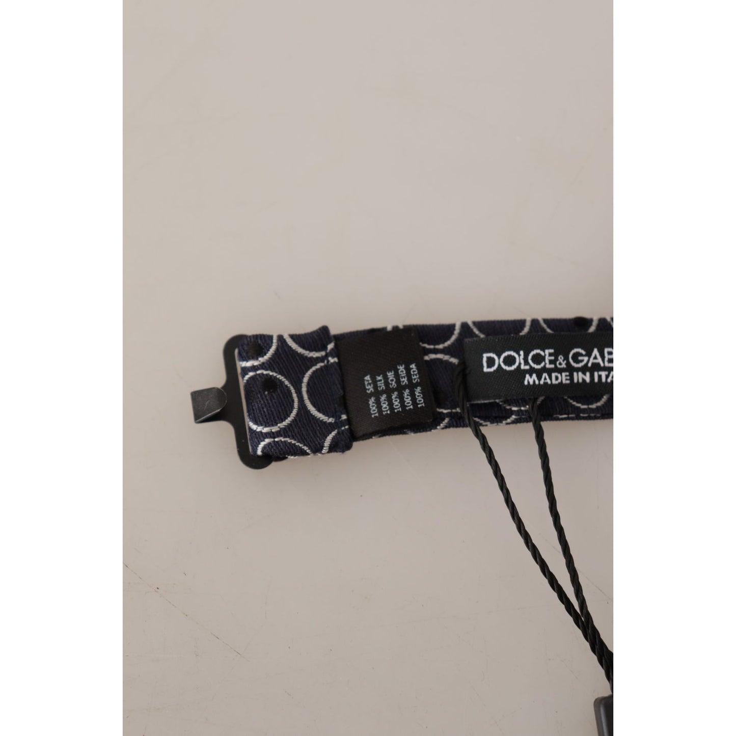 Dolce & Gabbana Black White Round 100% Silk Neck Papillon Tie