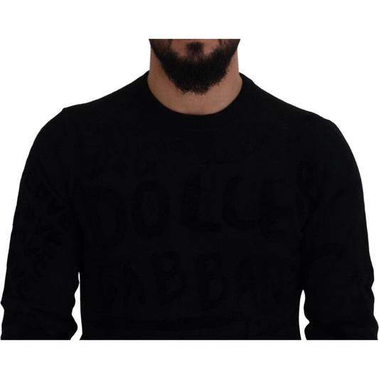 Dolce & Gabbana Elegant Black Logo Wool Sweater Dolce & Gabbana