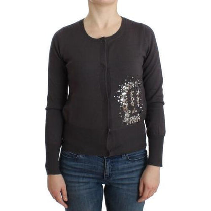 John Galliano Purple Wool Sequined Cardigan Knit Sweater