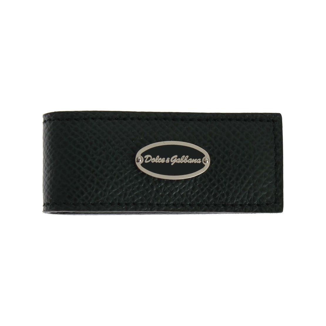 Dolce & Gabbana Green Leather Magnet Money Clip