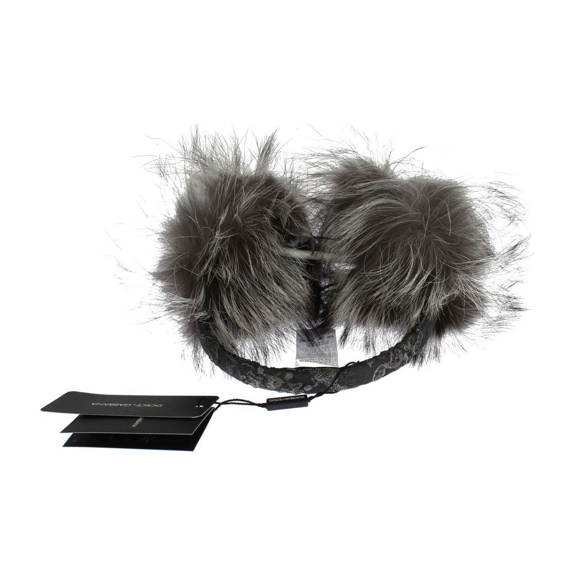 Dolce & Gabbana Elegant Fur and Crystal Ear Muffs Ear Muffs Dolce & Gabbana