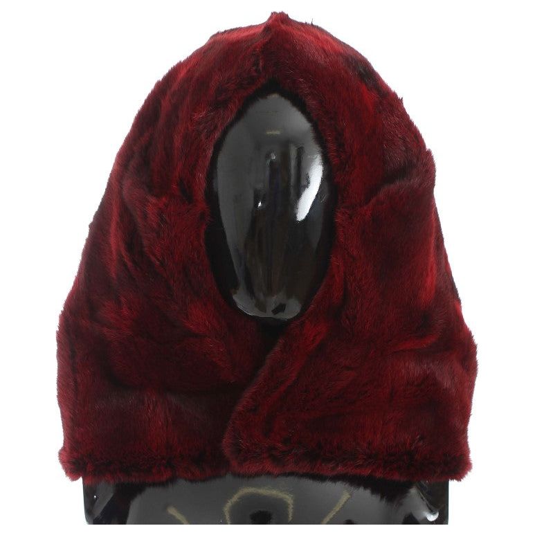 Dolce & Gabbana Luxurious Bordeaux Fur Hooded Scarf Wrap Hood Scarf Dolce & Gabbana