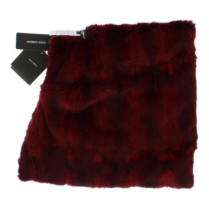 Dolce & Gabbana Luxurious Bordeaux Fur Hooded Scarf Wrap Hood Scarf Dolce & Gabbana