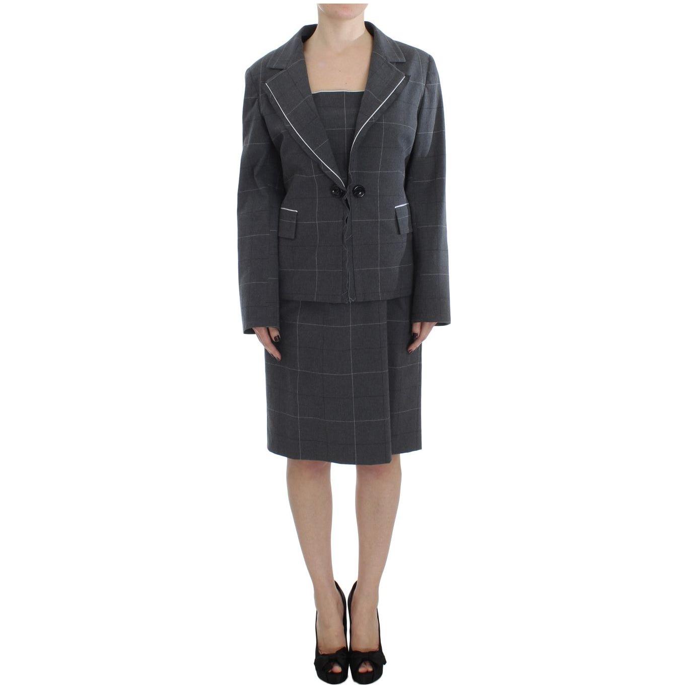 BENCIVENGA Gray Stretch Sheath Dress Suit Set