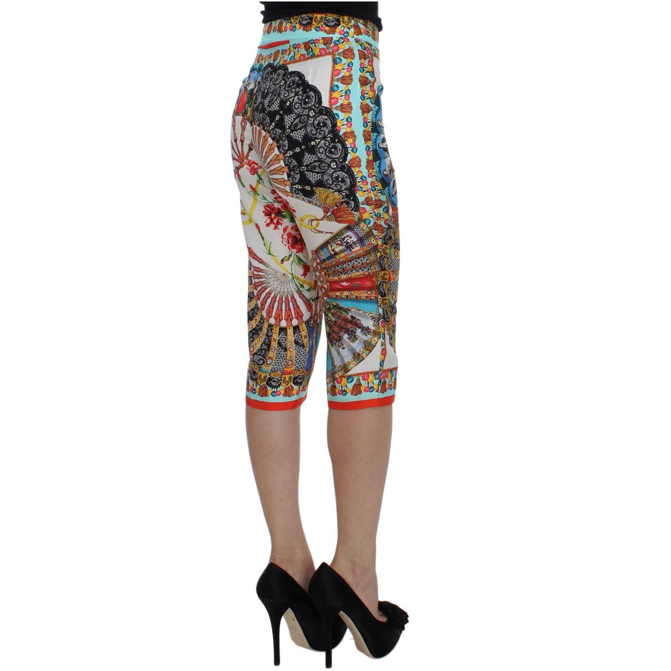 Dolce & Gabbana Multicolor Majolica Silk Capri Pants Dolce & Gabbana