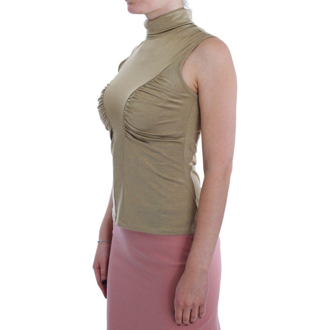 Exte Gold Nylon Turtleneck Top Blouse