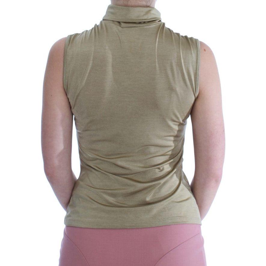 Exte Gold Nylon Turtleneck Top Blouse Exte