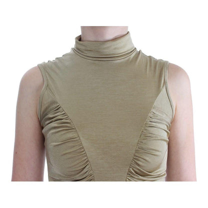 Exte Gold Nylon Turtleneck Top Blouse Exte