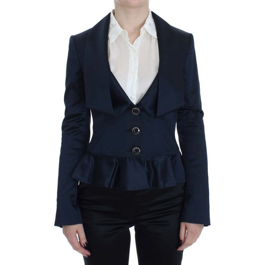 Exte Elegant Blue Blazer Jacket with Designer Flair Blazer Jacket Exte