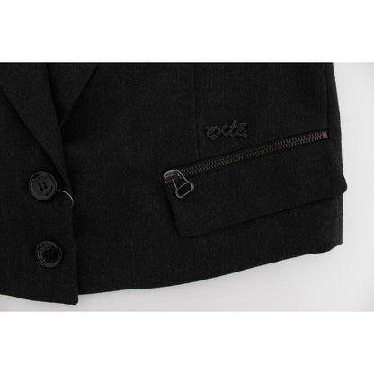 Exte Gray Stretch Gold Studded Short Jacket