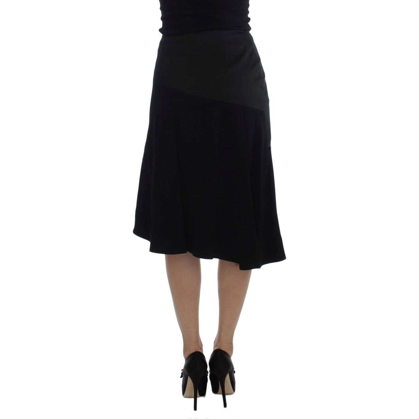 Exte Chic Black and Blue Cotton Blend Skirt Exte